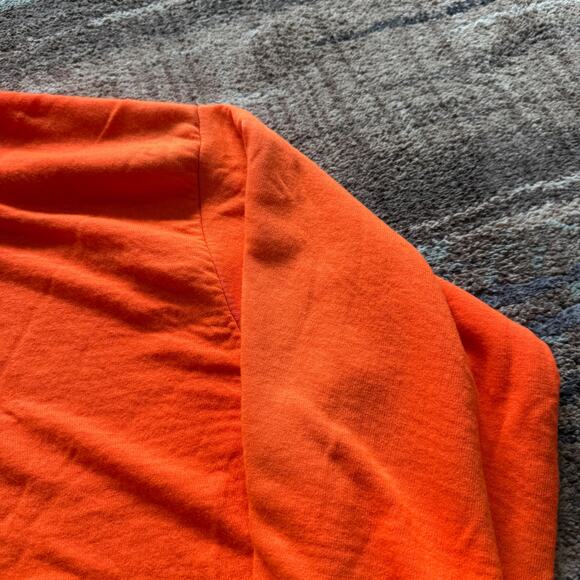 Men's Vintage 80's Waffle Lined Bright Orange Zip Up Hoodie Sweatshirt Sz Large - Picture 4 of 12